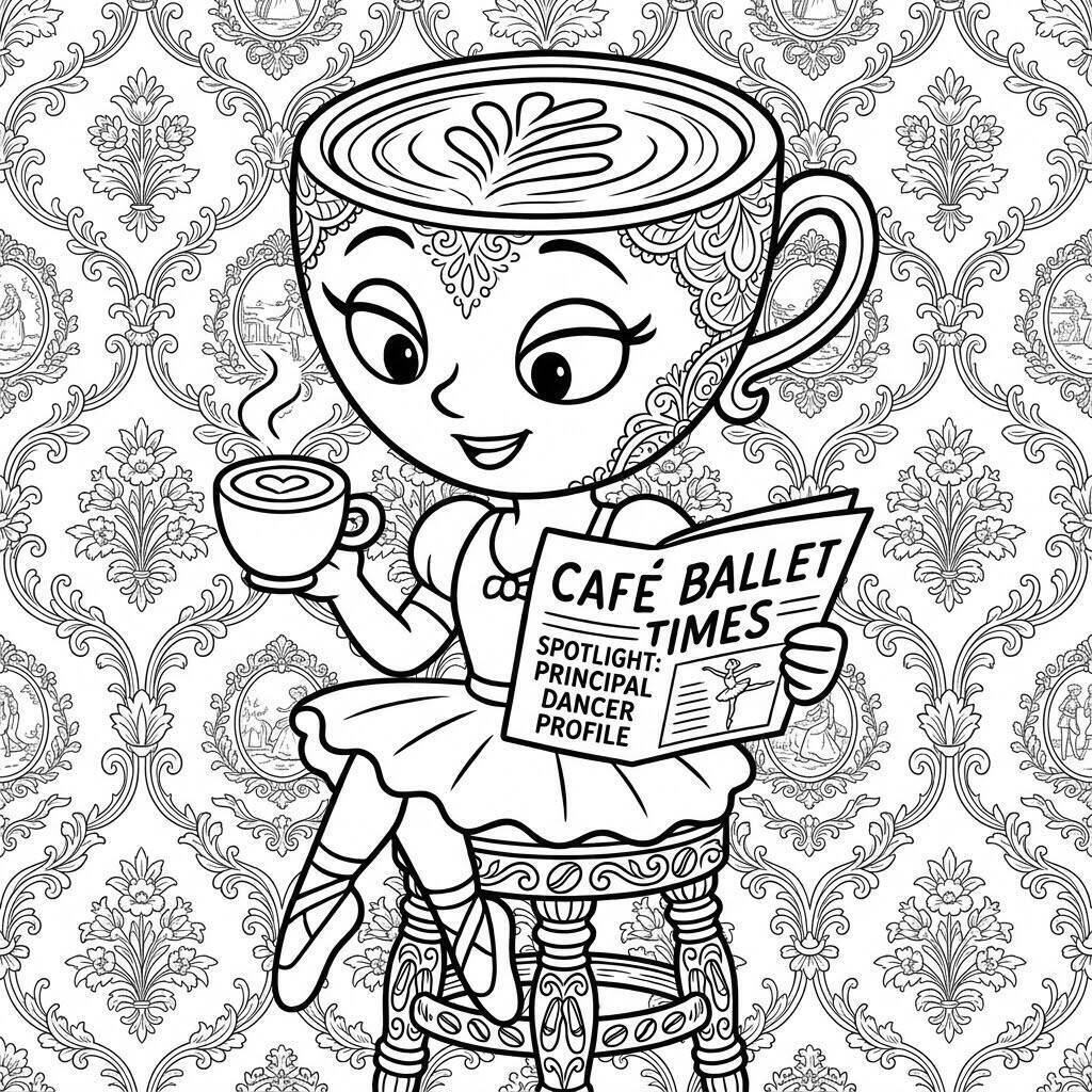 Desenho da Ballerina Cappuccina lendo para colorir