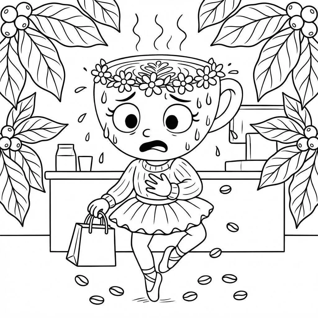Desenho da Ballerina Cappuccina preocupada para colorir