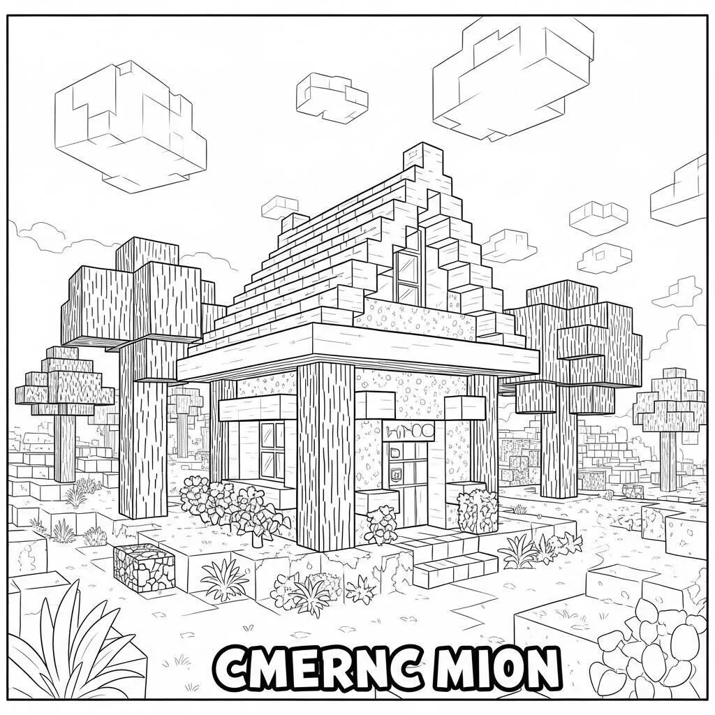 Desenho da Casa de Minecraft para Colorir