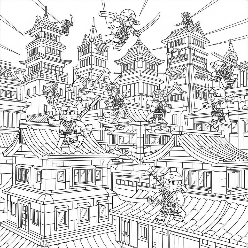 Desenho da Cidade de Lego Ninjago para Colorir