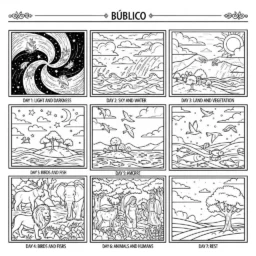 Desenho da Criação do Mundo para Colorir