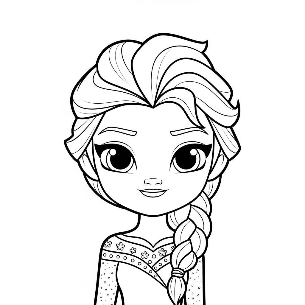 Desenho da Elsa em um Estilo Kawaii para Colorir