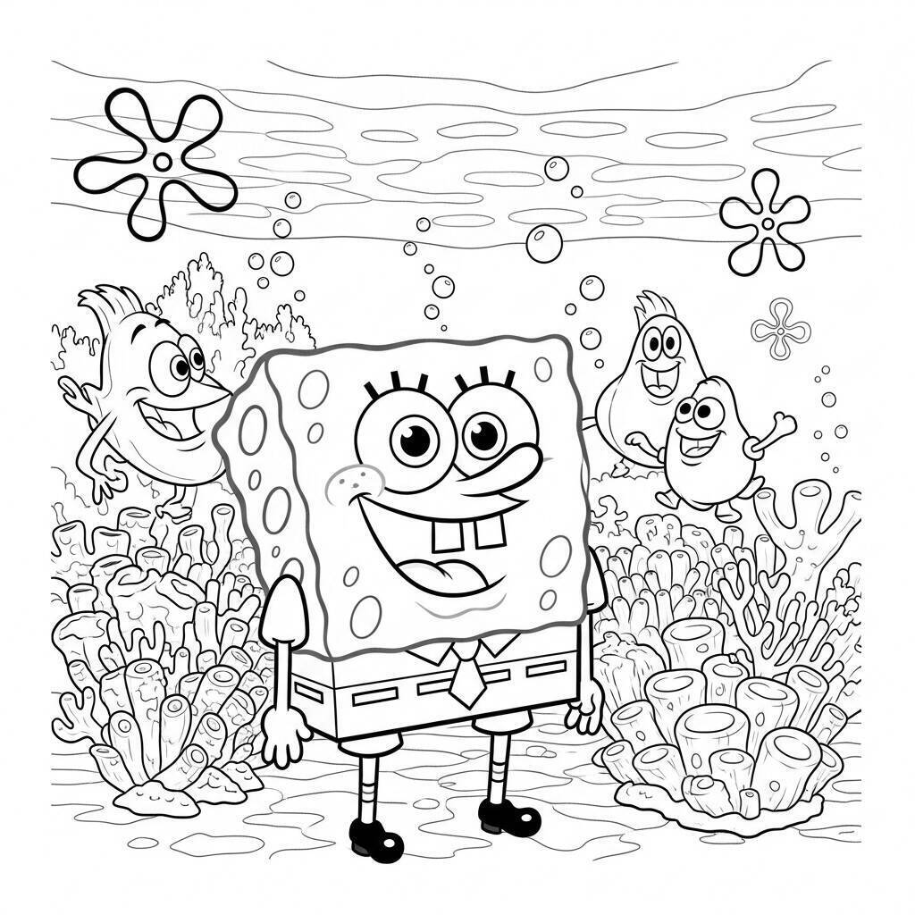 Pagina da colorare di Sponge Bob