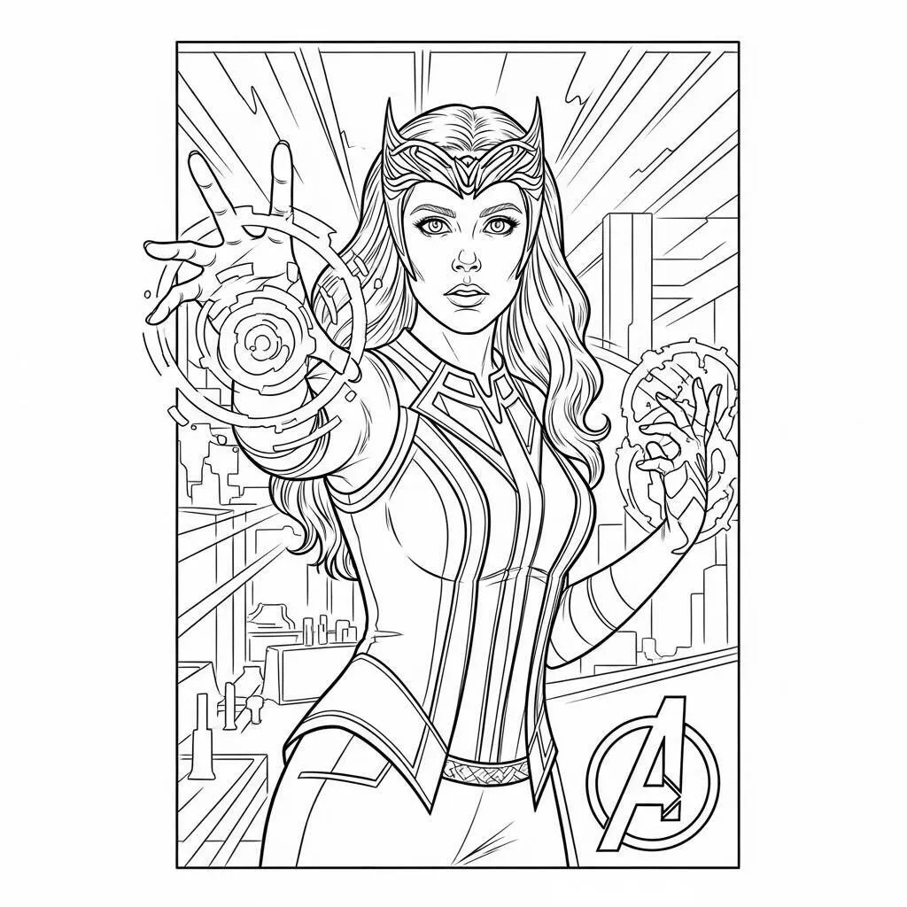Desenho da Feiticeira Escarlate Vingadores para Colorir
