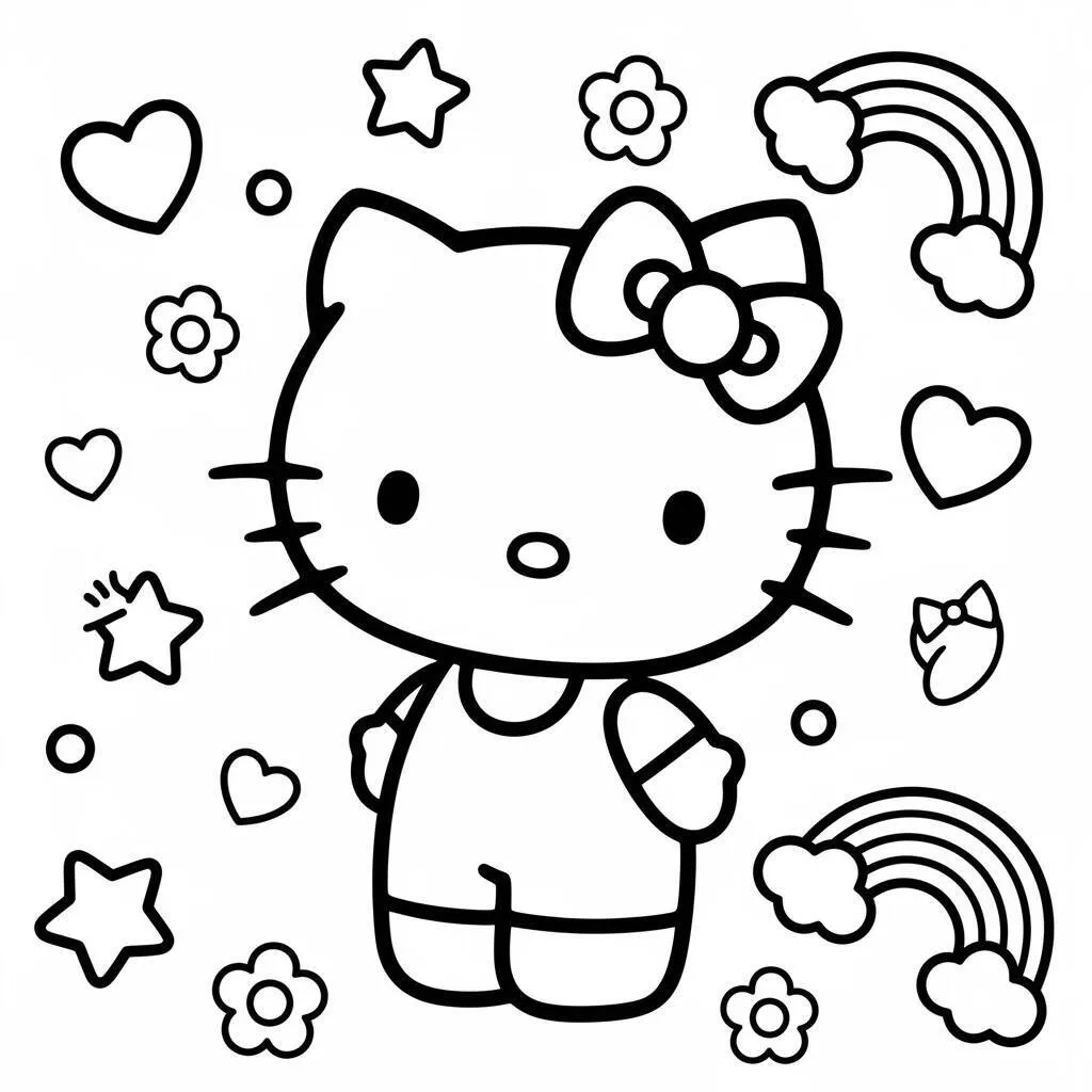 Desenho da Hello Kitty Kawaii para Colorir
