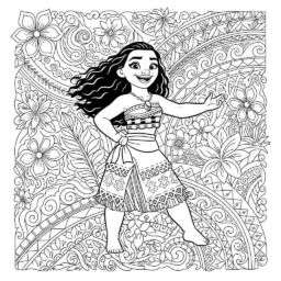 Desenho da Moana dançando para Colorir