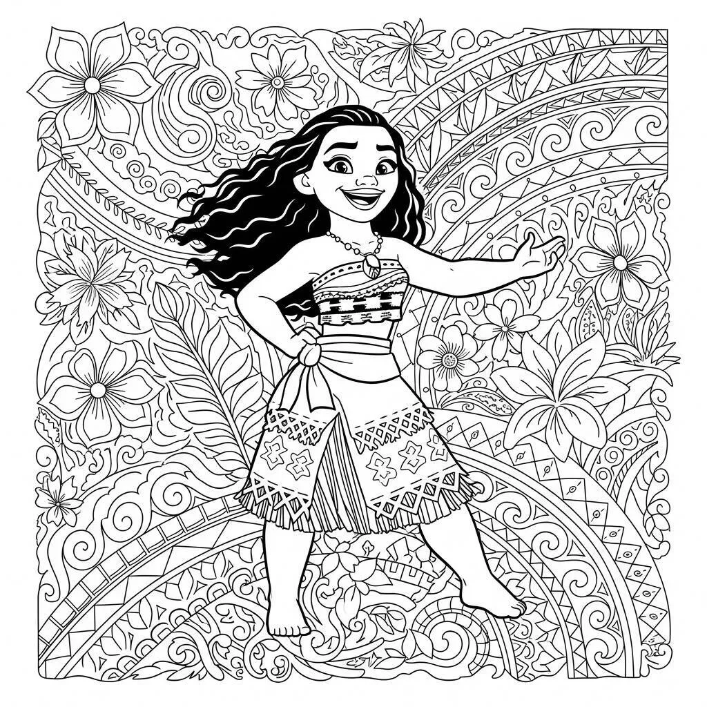 Desenho-da-Moana-dancando-para-Colorir Desenho da Moana dançando para Colorir