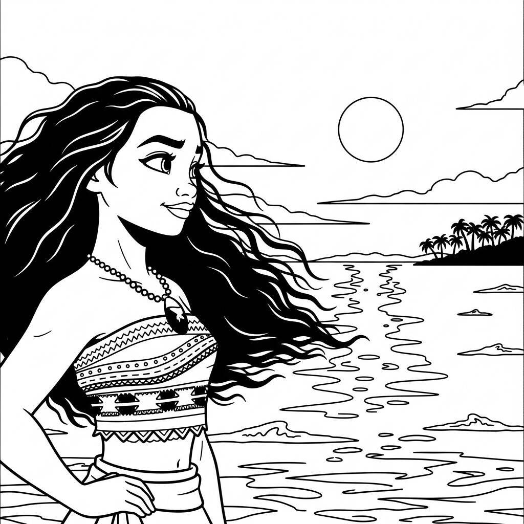 Coloriage Moana et la Lune