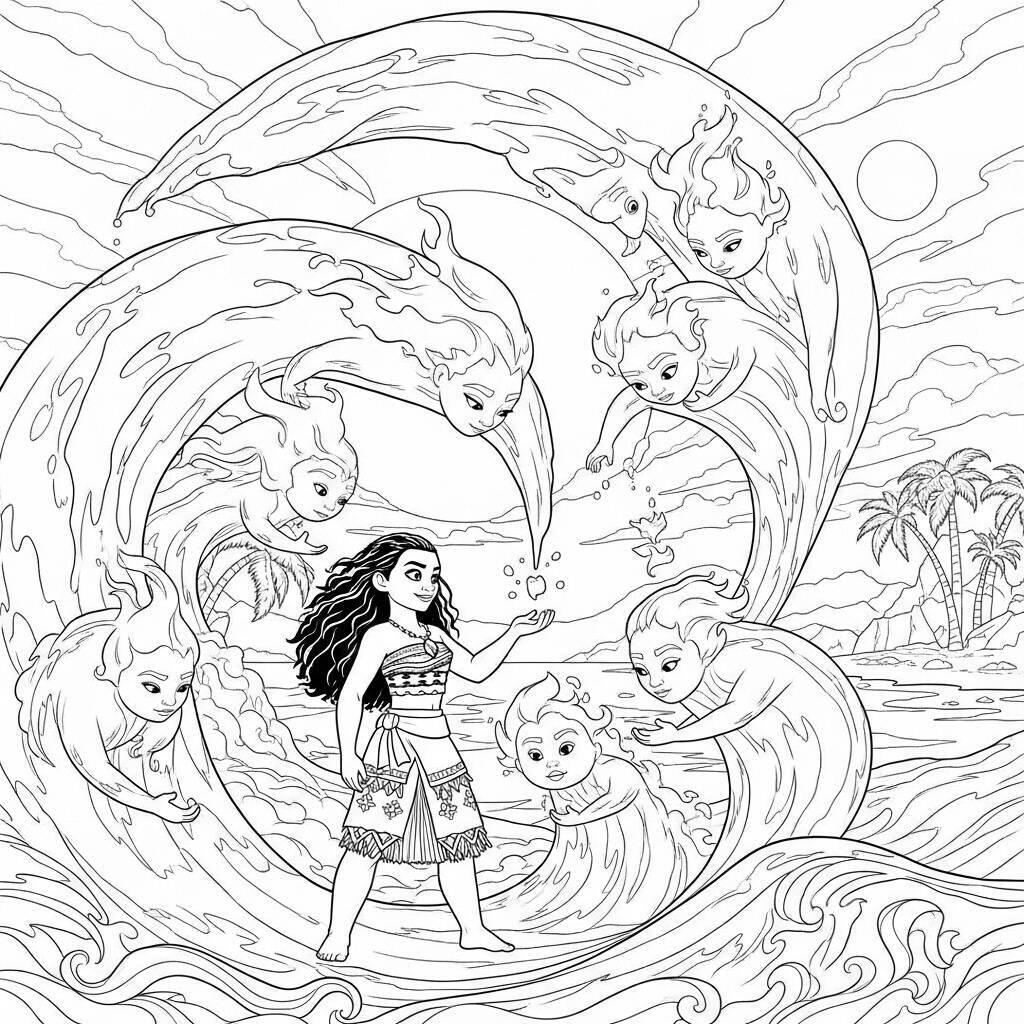 Coloriage Moana et la magie de l'océan