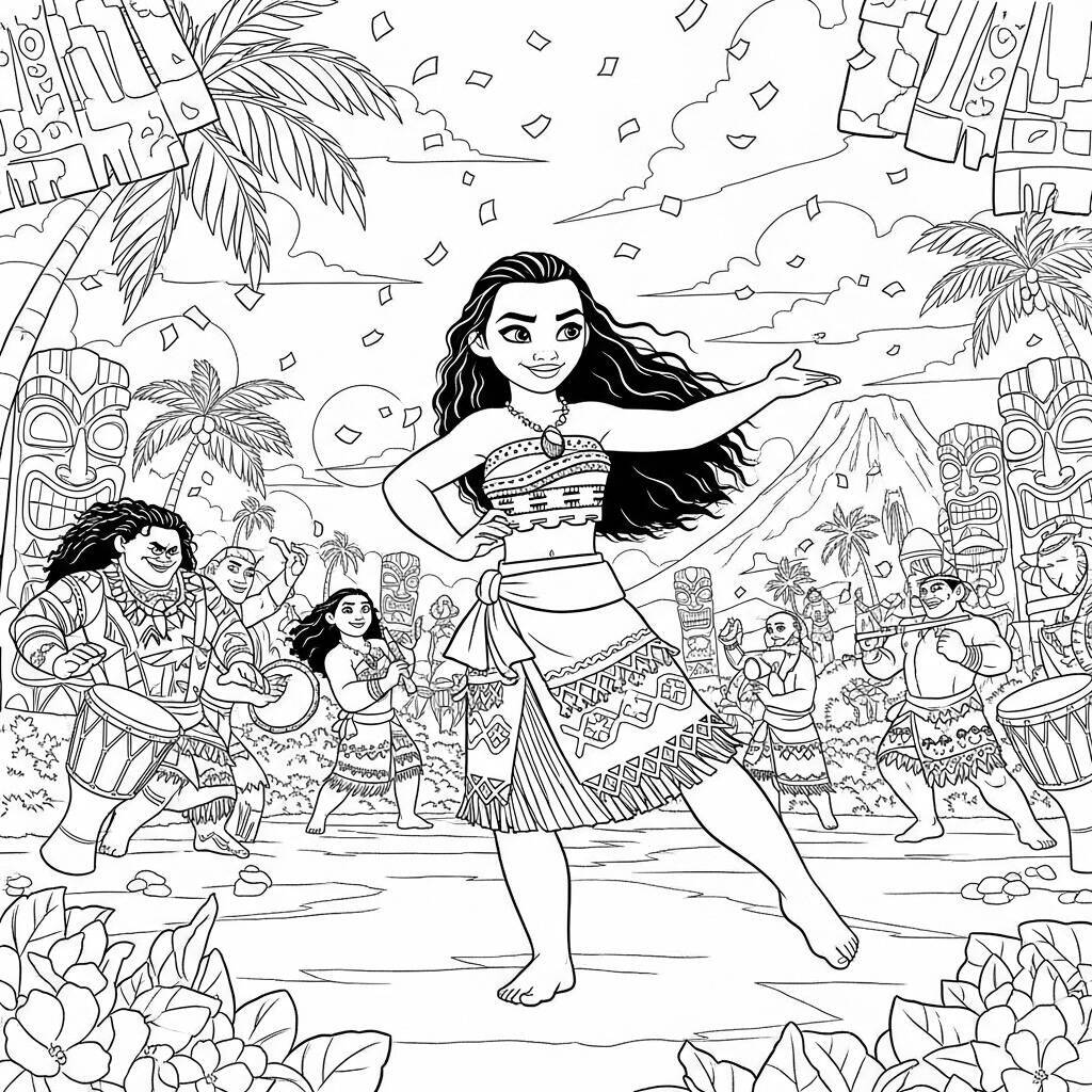 Coloriage Moana lors d'un festival culturel