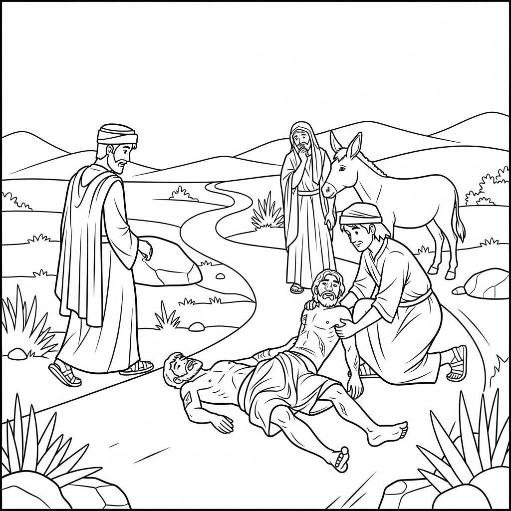 Coloriage La Parabole du Bon Samaritain