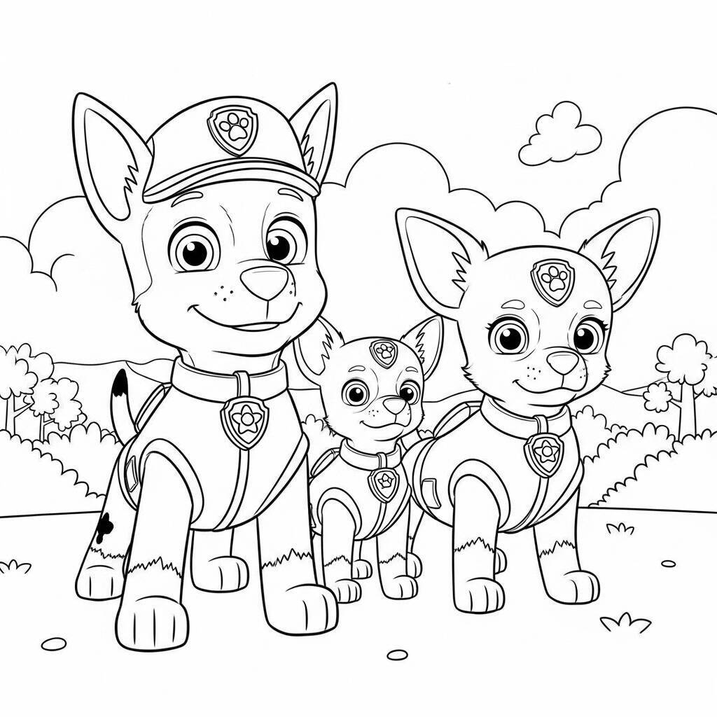 Desenho da Patrulha Canina com Cachorros Chihuahua para Colorir