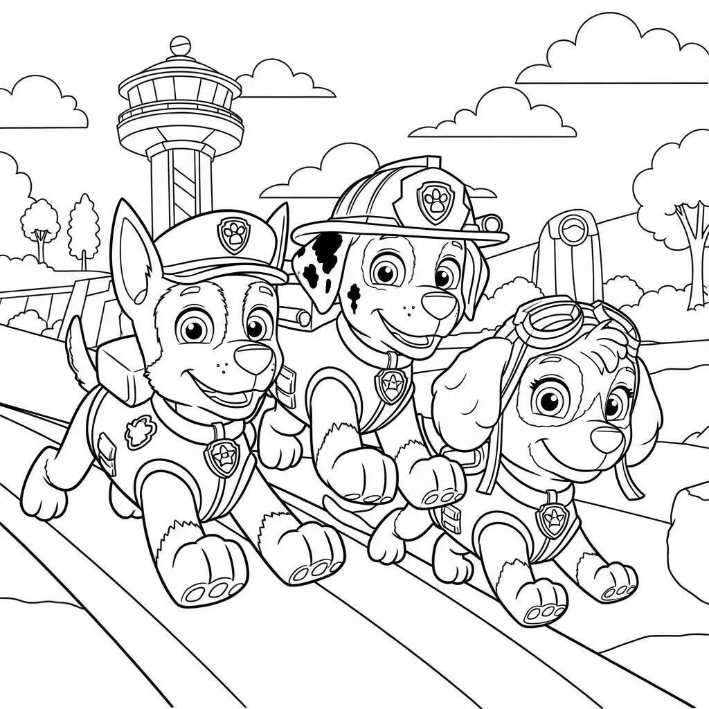 Desenho da Patrulha Canina com Cachorros Labrador para Colorir