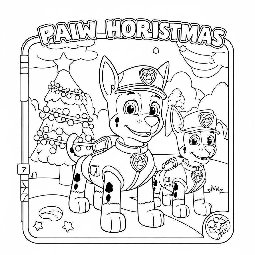 Desenho da Patrulha Canina com Tema de Férias para Colorir