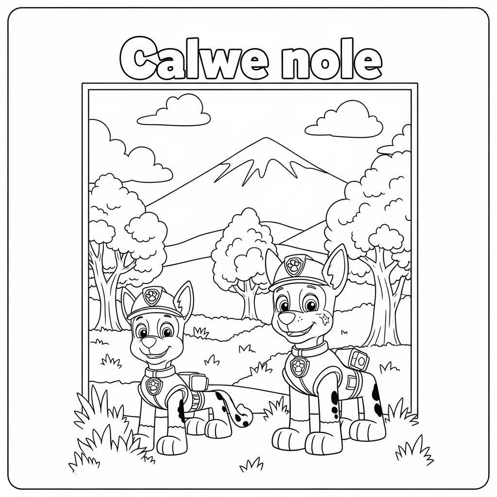 Desenho da Patrulha Canina com Tema de Natureza para Colorir