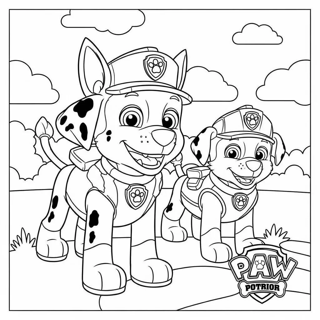 Desenho da Patrulha Canina em Estilo Bonito para Colorir