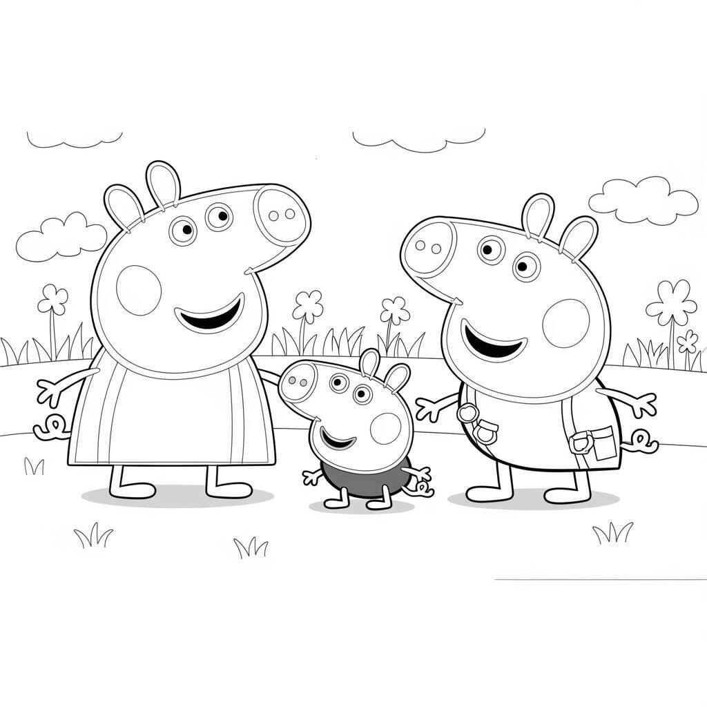 Desenho da Peppa Pig e Seus Amigos para Colorir