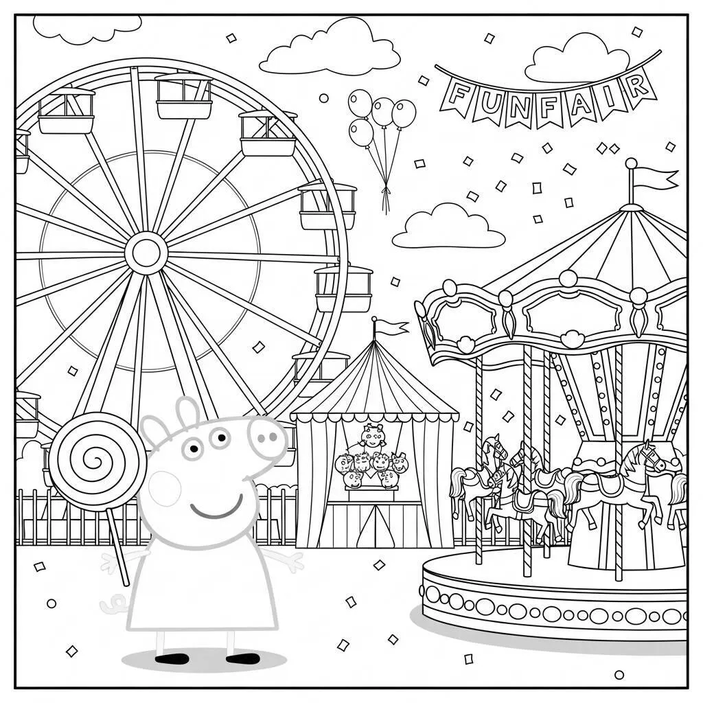Desenho da Peppa Pig em um Picadeiro para Colorir