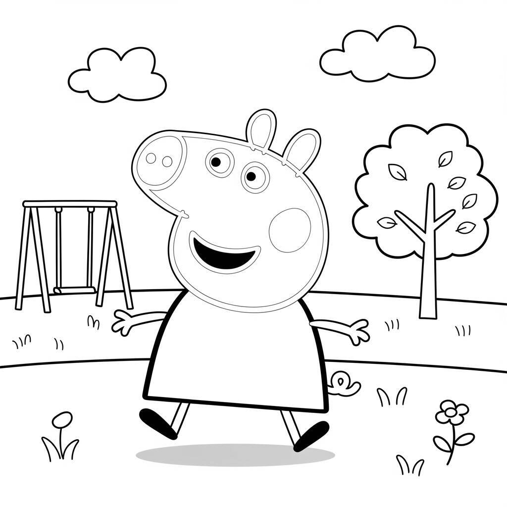 Desenho da Peppa Pig no Parque para Colorir