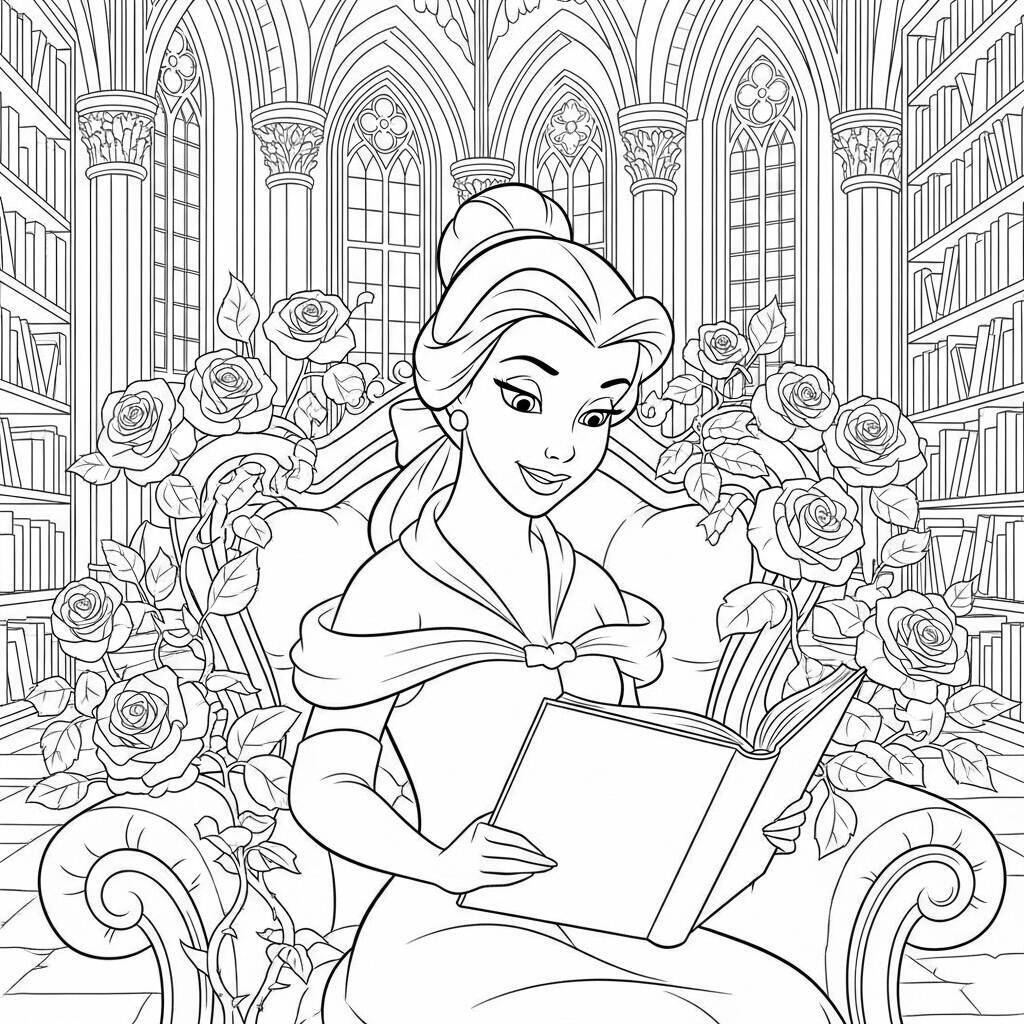 Desenho da Princesa Bela da Disney para Colorir