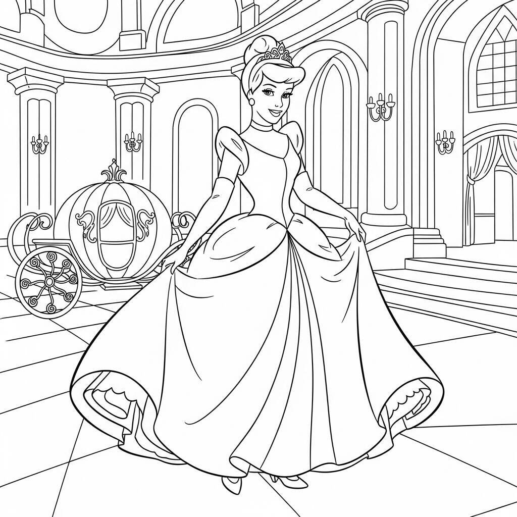 Desenho da Princesa Cinderela da Disney para Colorir