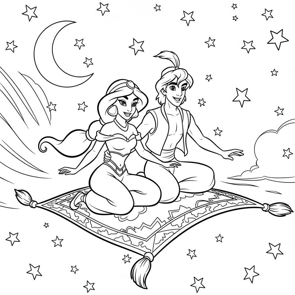Desenho da Princesa Jasmine da Disney para Colorir