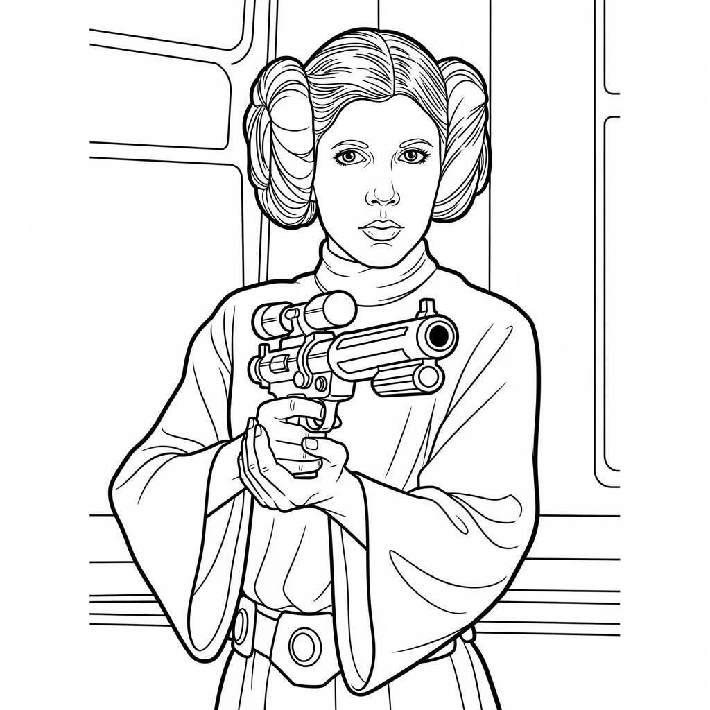 Desenho da Princesa Leia para Colorir