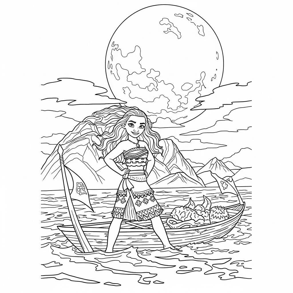 Desenho da Princesa Moana da Disney para Colorir