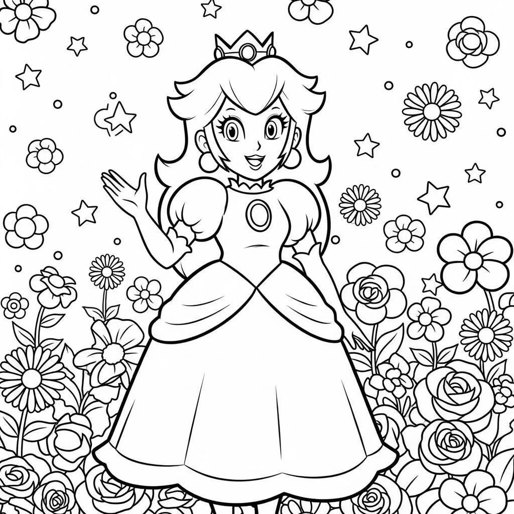 Desenho da Princesa Peach para Colorir