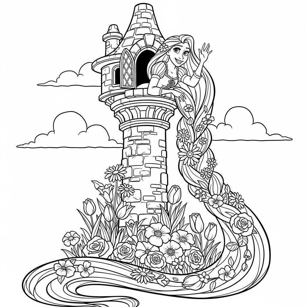 Desenho da Princesa Rapunzel da Disney para Colorir
