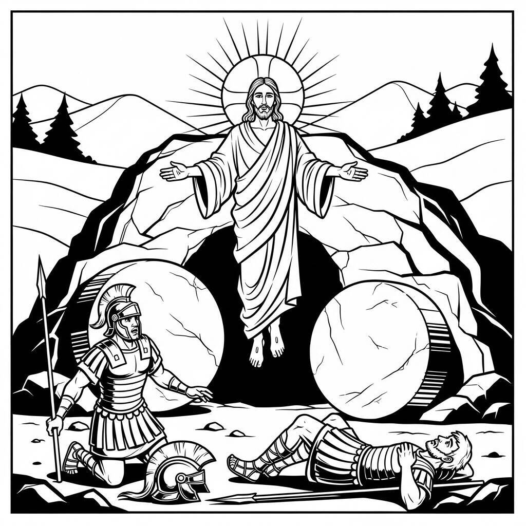 Coloriage de la résurrection de Jésus