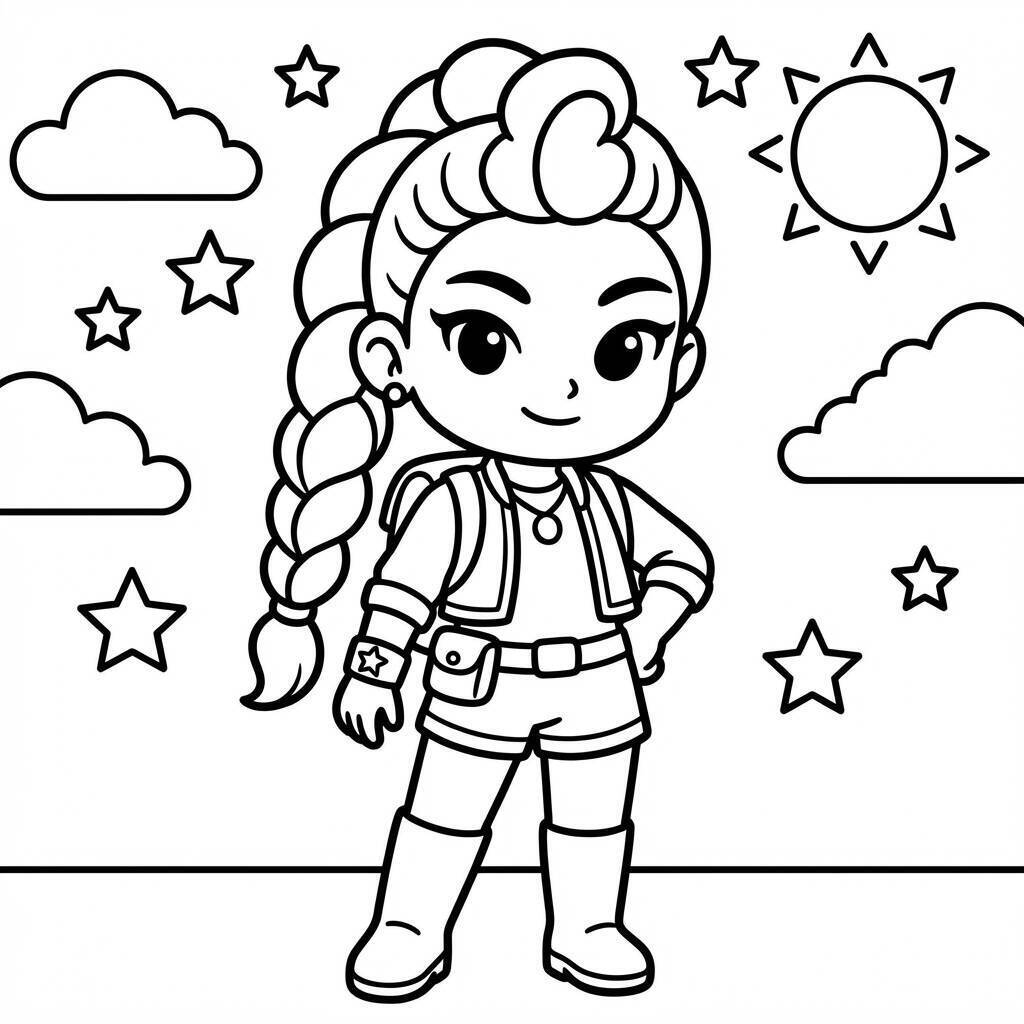 Desenho da Rumi aventureira para colorir