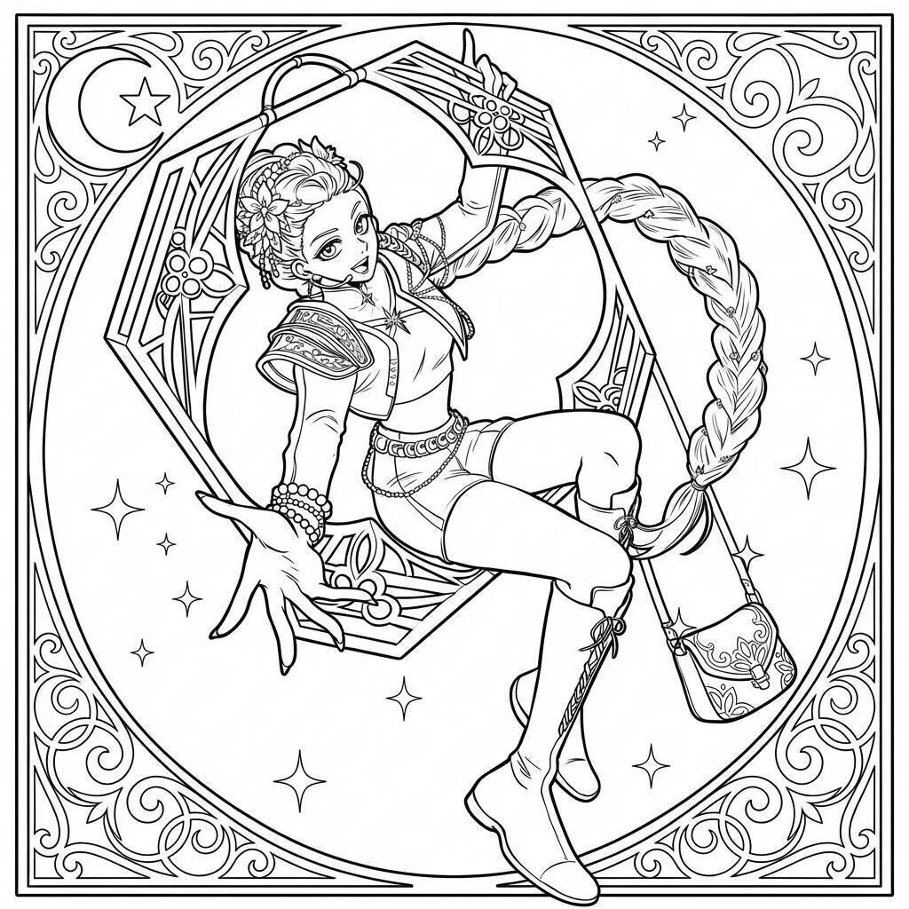 Desenho da Rumi brincando para colorir