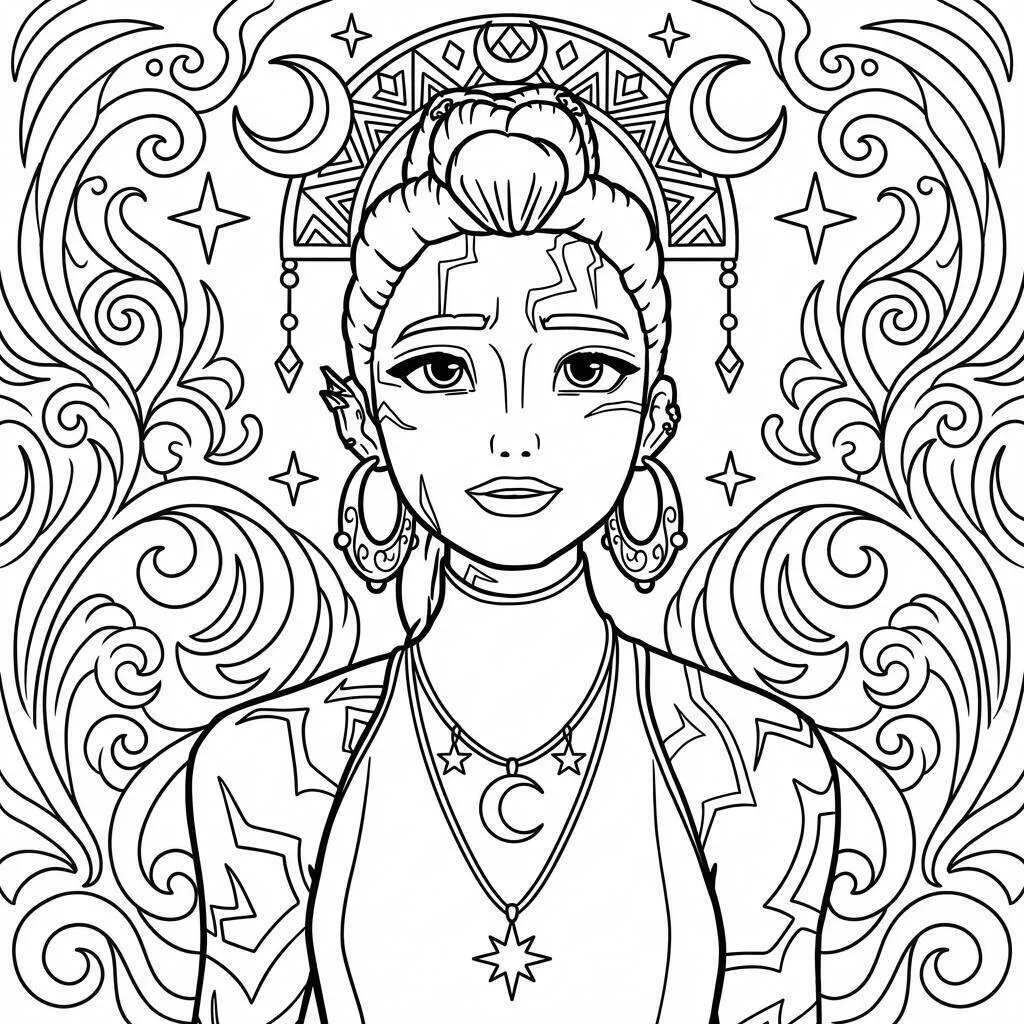 Desenho da Rumi com adornos para colorir