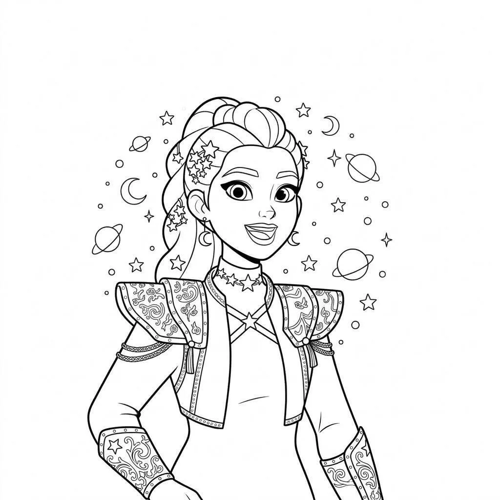 Desenho da Rumi com estrelas para colorir