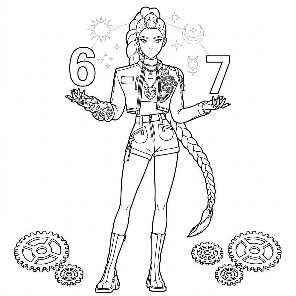 Desenho da Rumi com números para colorir