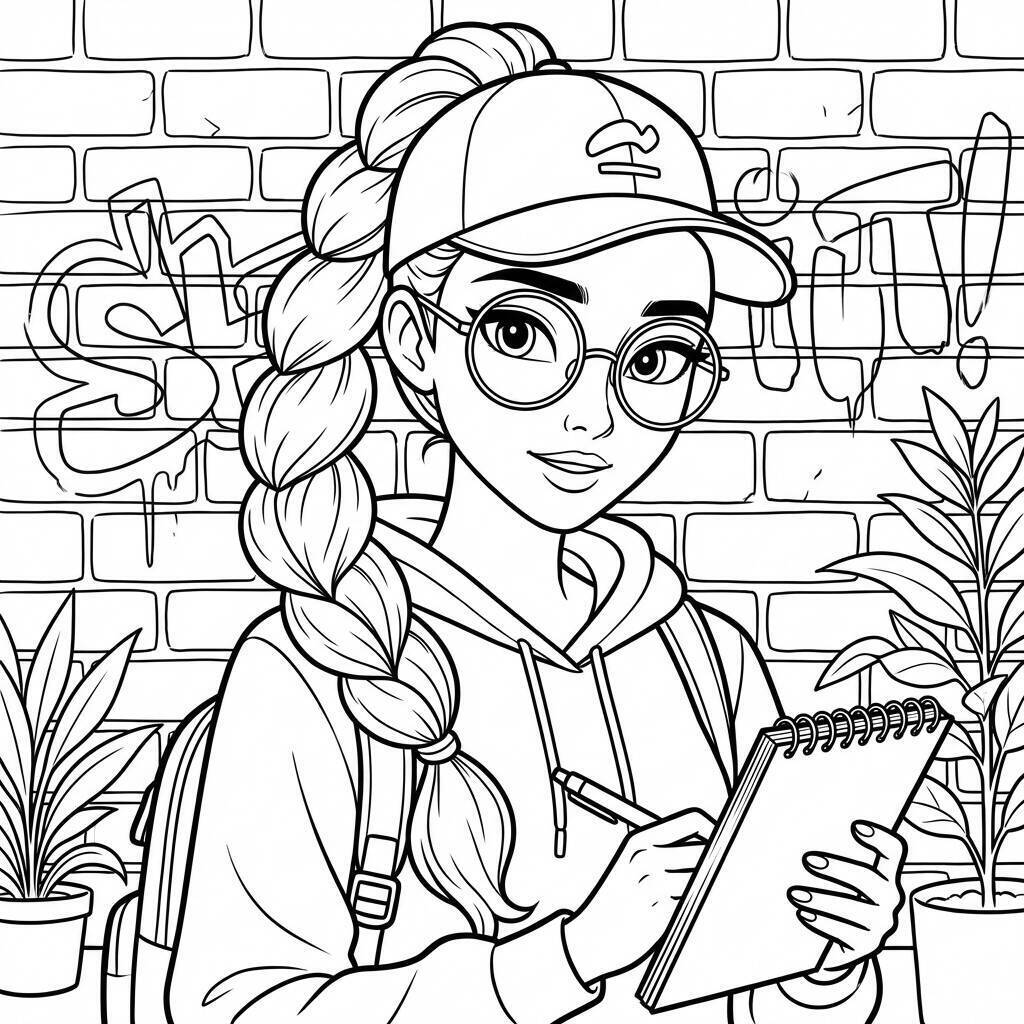 Desenho da Rumi escrevendo para colorir