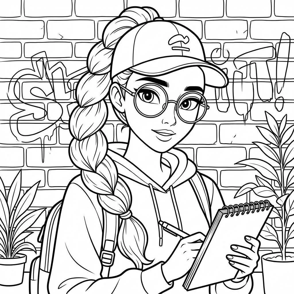 Desenho da Rumi escrevendo para colorir