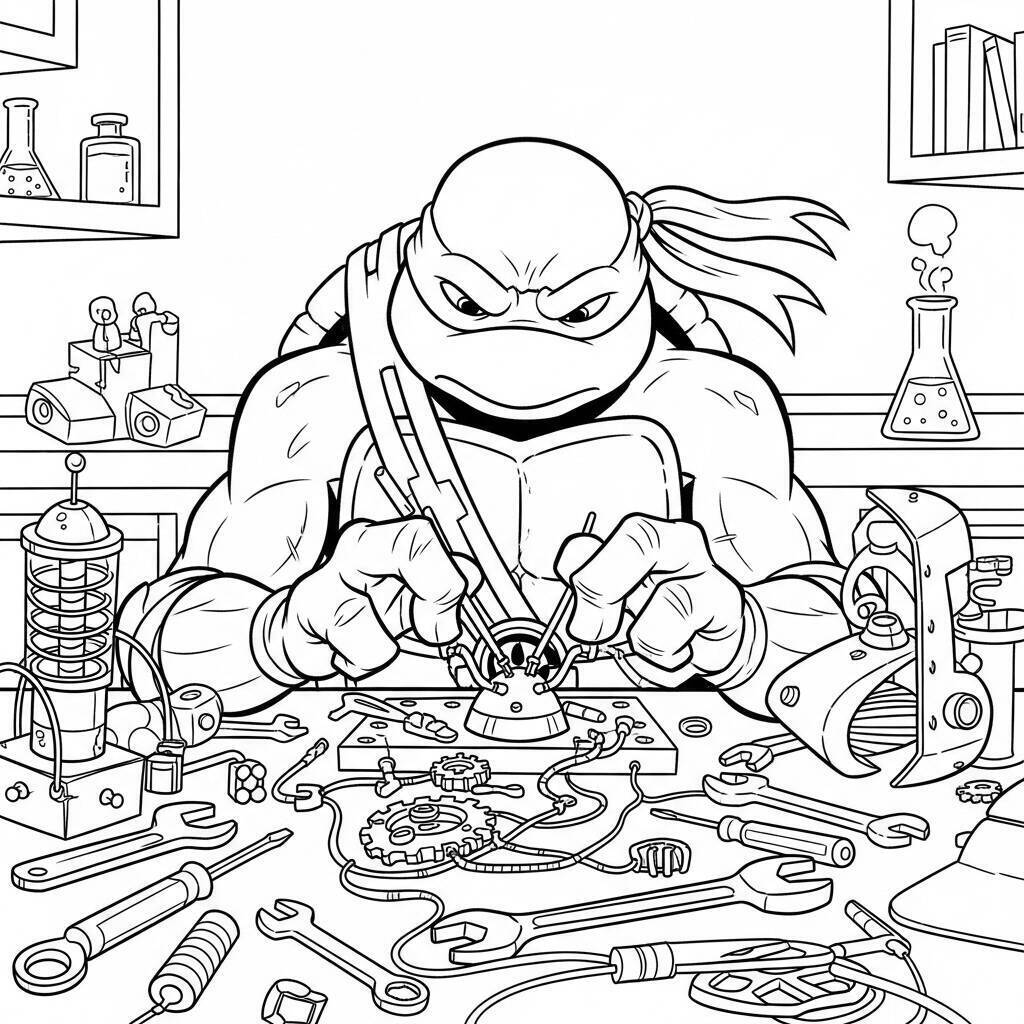 Kolorowanka z żółwiem ninja Donatello