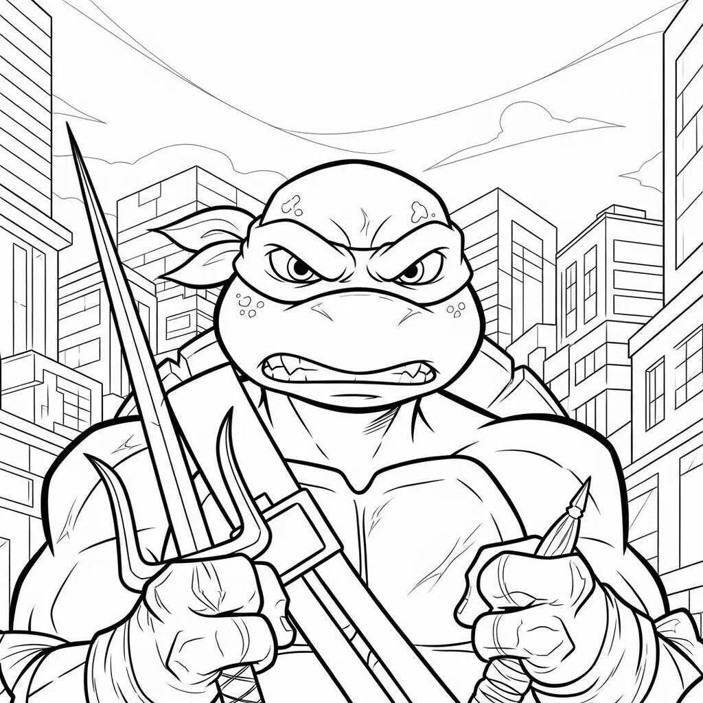 Desenho da Tartaruga Ninja Raphael para Colorir