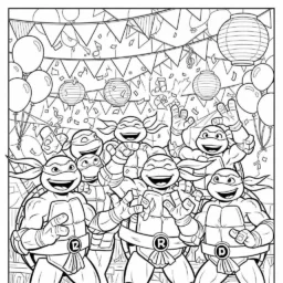 Coloriage Tortue Ninja lors d'un festival