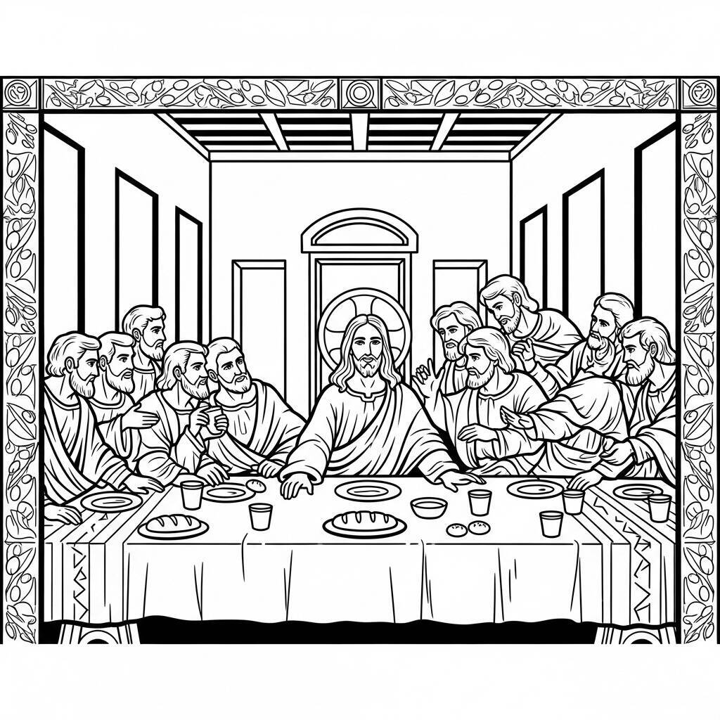 Desenho da Última Ceia para Colorir