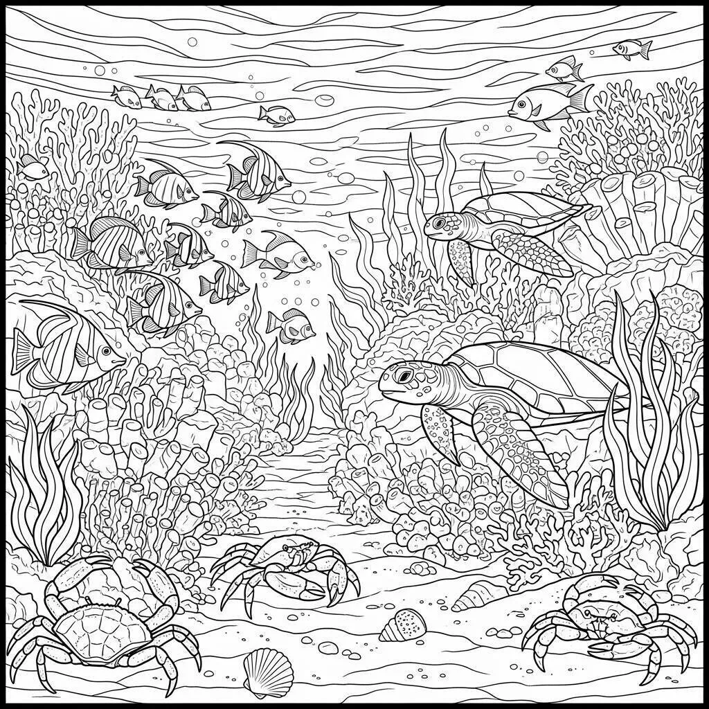 Desenho da Vida Marinha para Colorir