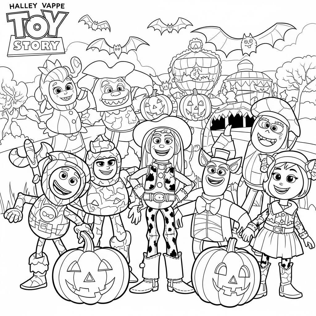 Desenho da festa de Halloween do Toy Story para Colorir
