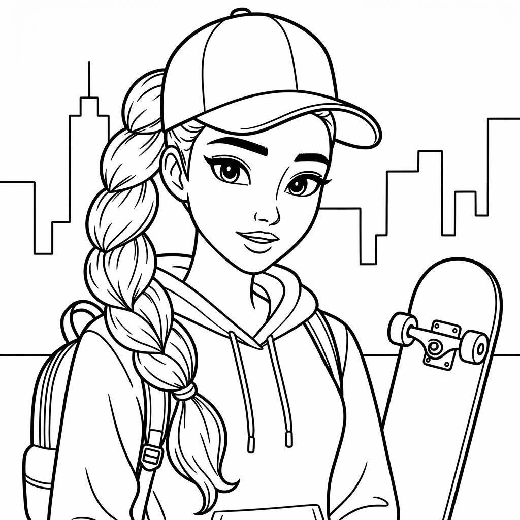 Desenho das Guerreiras do K-Pop em estilo urbano para colorir