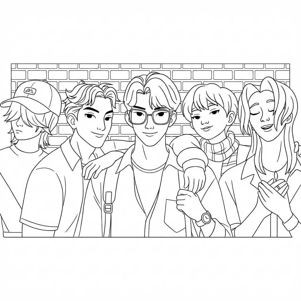 Desenho das Guerreiras do K-Pop para colorir