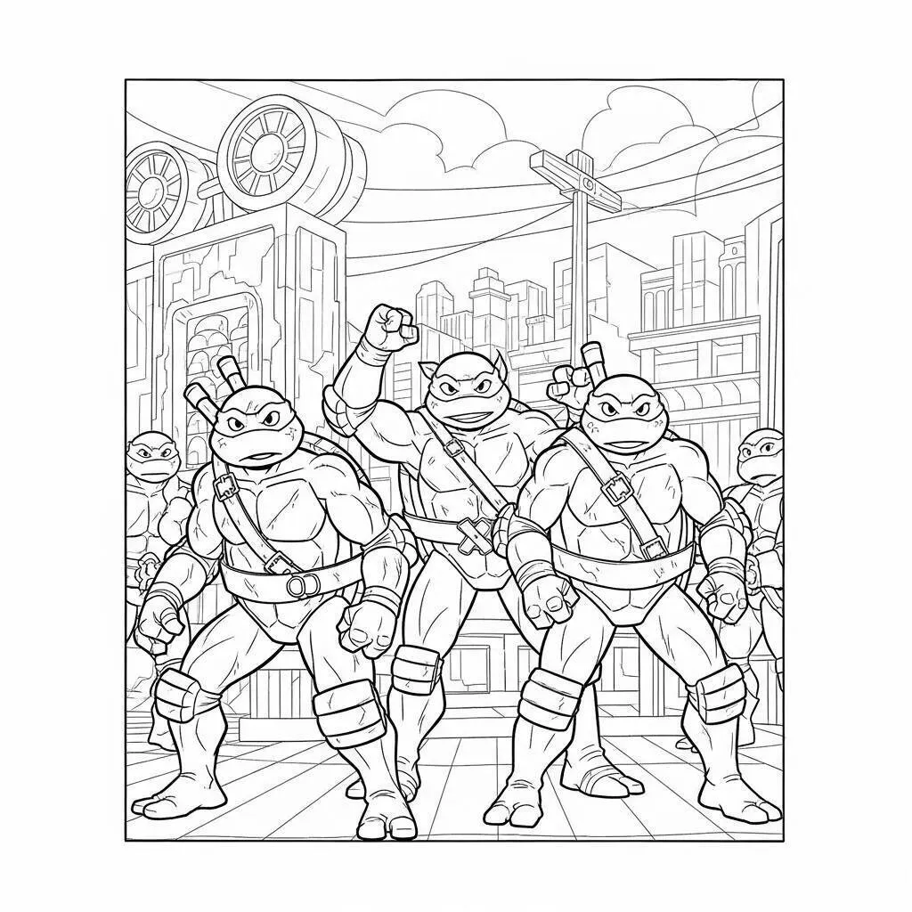 Desenho-das-Tartarugas-Ninja-em-um-Filme-para-Colorir Coloriage Tortues Ninja Teenage Mutant