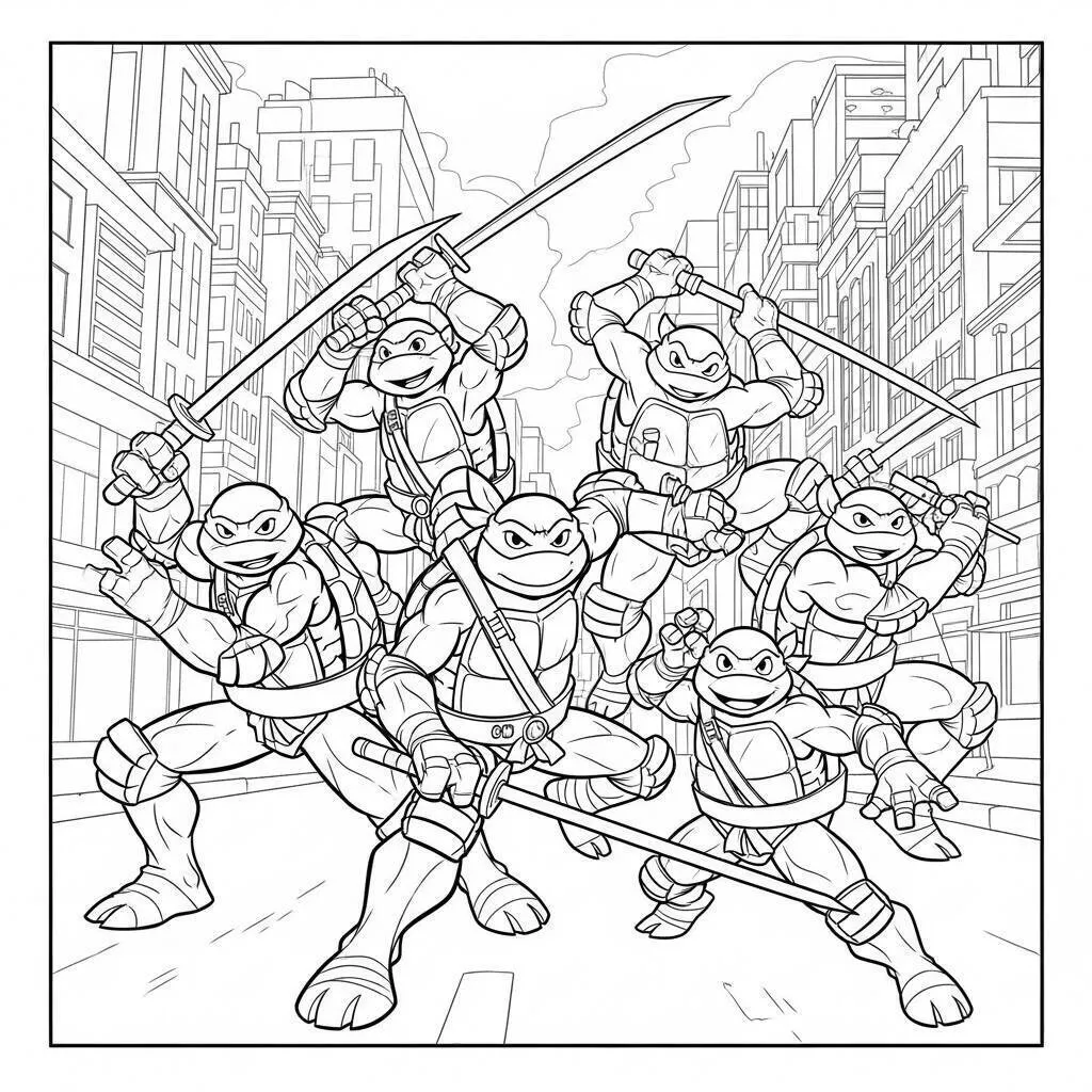 Desenho das Tartarugas Ninja para Colorir
