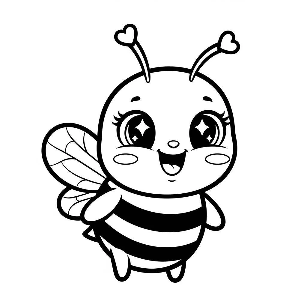 Desenho de Abelha Kawaii para Colorir