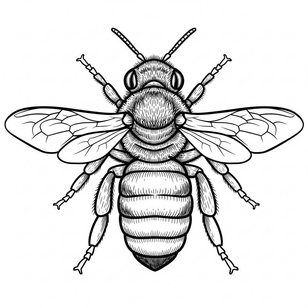 Desenho de Abelha Realista para Colorir